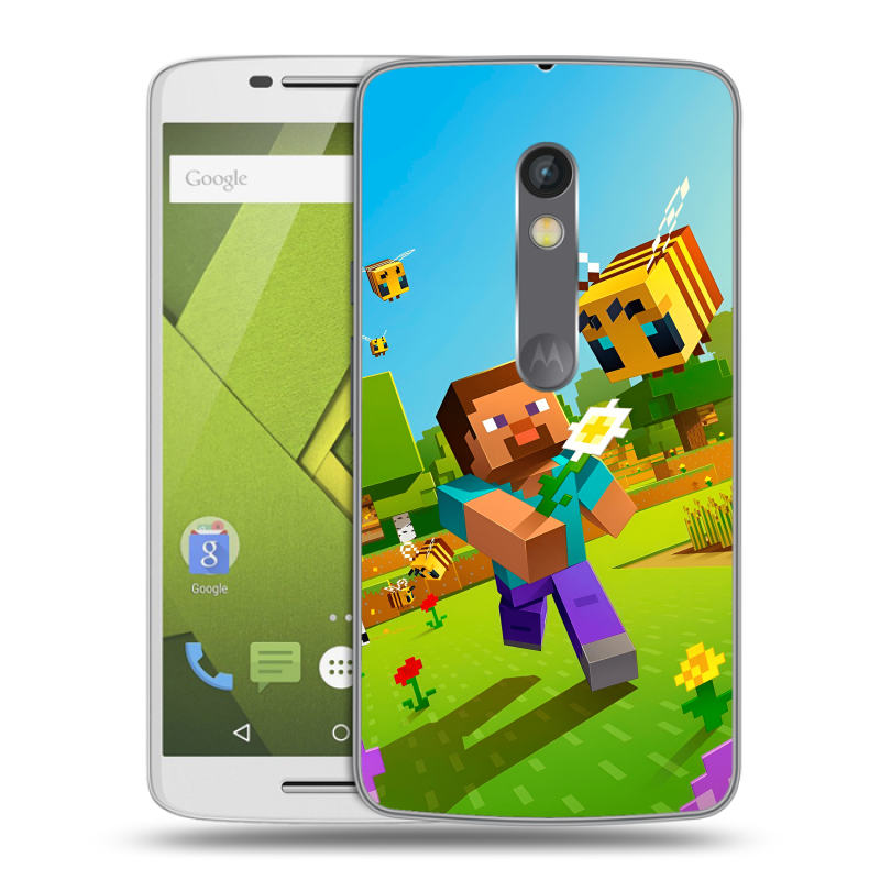 Силиконовый чехол на Lenovo Moto X Play с принтом Майнкрафт Minecraft Силиконовый чехол на Lenovo Moto X Play с принтом Майнкрафт Minecraft
