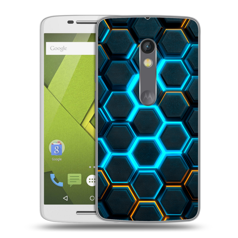 Силиконовый чехол на Lenovo Moto X Play с принтом Неоновые соты Силиконовый чехол на Lenovo Moto X Play с принтом Неоновые соты