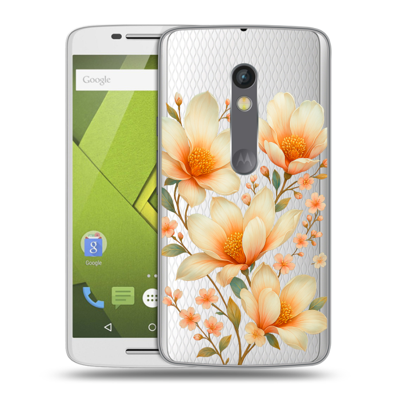 Силиконовый чехол на Lenovo Moto X Play с принтом Цветы Силиконовый чехол на Lenovo Moto X Play с принтом Цветы
