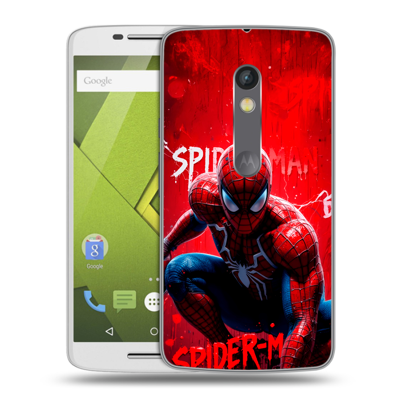 Силиконовый чехол на Lenovo Moto X Play с принтом Spiderman Человек паук Силиконовый чехол на Lenovo Moto X Play с принтом Spiderman Человек паук
