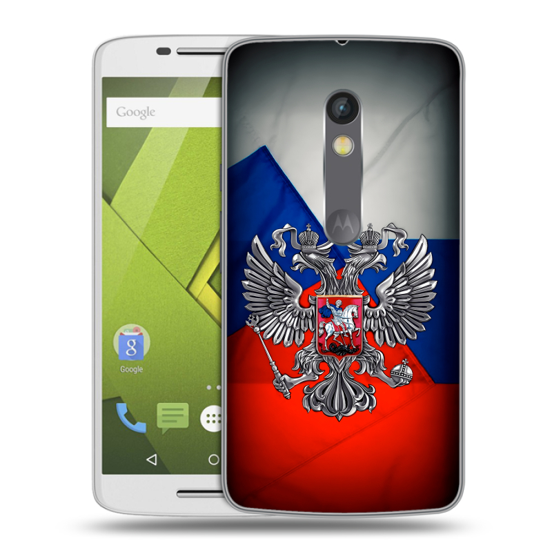 Силиконовый чехол на Lenovo Moto X Play с принтом Флаг России Силиконовый чехол на Lenovo Moto X Play с принтом Флаг России