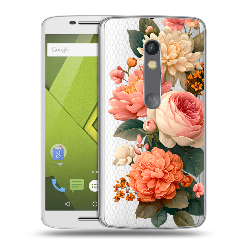 Силиконовый чехол на Lenovo Moto X Play с принтом цветы Силиконовый чехол на Lenovo Moto X Play с принтом цветы