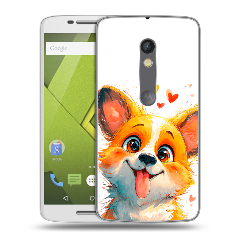 Силиконовый чехол на Lenovo Moto X Play с принтом корги Силиконовый чехол на Lenovo Moto X Play с принтом корги