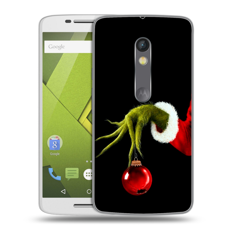 Силиконовый чехол на Lenovo Moto X Play с принтом Новый год Гринч Силиконовый чехол на Lenovo Moto X Play с принтом Новый год Гринч