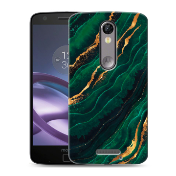 Пластиковый чехол на Lenovo Moto X Force с принтом Мрамор зеленое золото