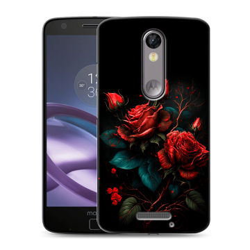 Пластиковый чехол на Lenovo Moto X Force с принтом Розы красные Пластиковый чехол на Lenovo Moto X Force с принтом Розы красные