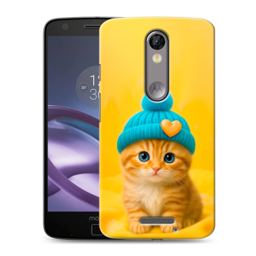 Пластиковый чехол на Lenovo Moto X Force с принтом Котенок в шапке Пластиковый чехол на Lenovo Moto X Force с принтом Котенок в шапке