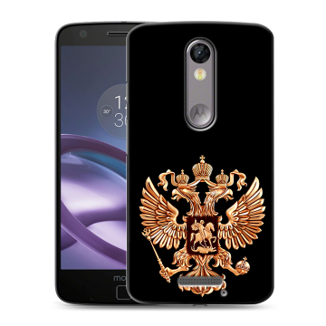 Пластиковый чехол на Lenovo Moto X Force с принтом Герб России золотой