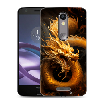 Пластиковый чехол на Lenovo Moto X Force с принтом Золотой дракон