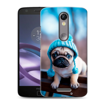 Пластиковый чехол на Lenovo Moto X Force с принтом Мопс в шапке Пластиковый чехол на Lenovo Moto X Force с принтом Мопс в шапке