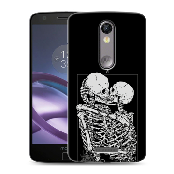Пластиковый чехол на Lenovo Moto X Force с принтом Поцелуй скелетов Пластиковый чехол на Lenovo Moto X Force с принтом Поцелуй скелетов