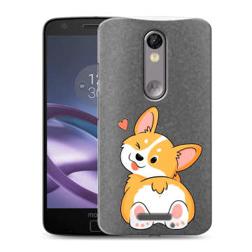 Пластиковый чехол на Lenovo Moto X Force с принтом Корги Пластиковый чехол на Lenovo Moto X Force с принтом Корги