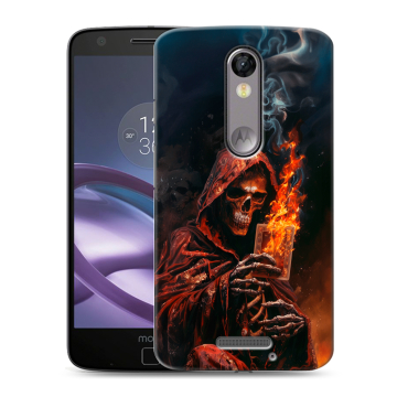 Пластиковый чехол на Lenovo Moto X Force с принтом Скелет и карты Пластиковый чехол на Lenovo Moto X Force с принтом Скелет и карты