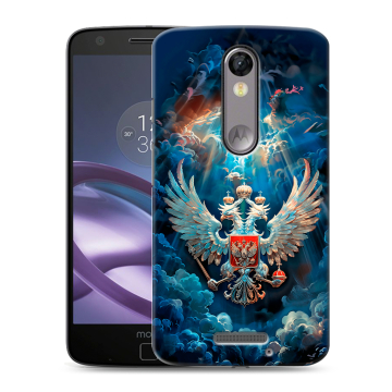 Пластиковый чехол на Lenovo Moto X Force с принтом Герб флаг России Пластиковый чехол на Lenovo Moto X Force с принтом Герб флаг России