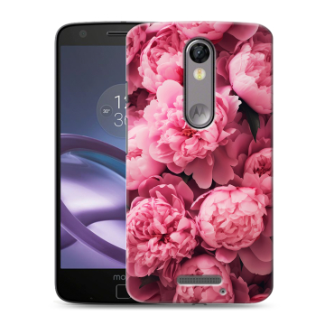 Пластиковый чехол на Lenovo Moto X Force с принтом цветы пионы Пластиковый чехол на Lenovo Moto X Force с принтом цветы пионы