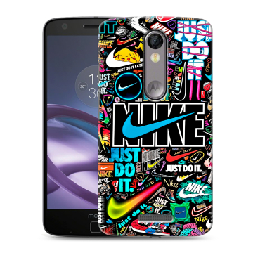 Пластиковый чехол на Lenovo Moto X Force с принтом найк nike черный