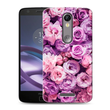 Пластиковый чехол на Lenovo Moto X Force с принтом лавандовые розы
