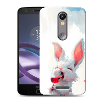 Пластиковый чехол на Lenovo Moto X Force с принтом кролик зайчик Пластиковый чехол на Lenovo Moto X Force с принтом кролик зайчик