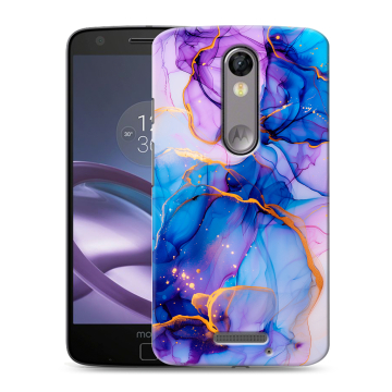 Пластиковый чехол на Lenovo Moto X Force с принтом синий мрамор Пластиковый чехол на Lenovo Moto X Force с принтом синий мрамор