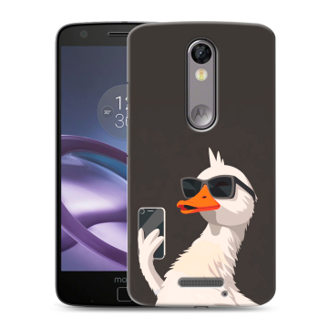 Пластиковый чехол на Lenovo Moto X Force с принтом утка в очках Пластиковый чехол на Lenovo Moto X Force с принтом утка в очках