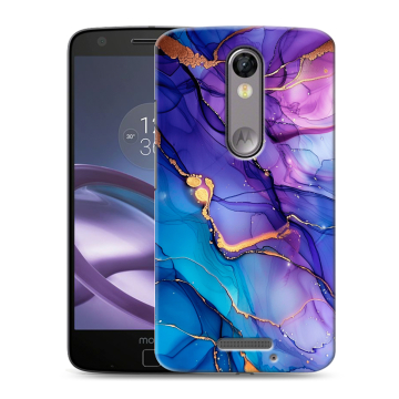 Пластиковый чехол на Lenovo Moto X Force с принтом синий мрамор Пластиковый чехол на Lenovo Moto X Force с принтом синий мрамор