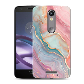 Пластиковый чехол на Lenovo Moto X Force с принтом розовый мрамор Пластиковый чехол на Lenovo Moto X Force с принтом розовый мрамор