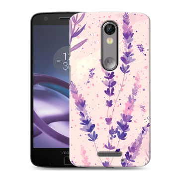 Пластиковый чехол на Lenovo Moto X Force с принтом цветы лаванда Пластиковый чехол на Lenovo Moto X Force с принтом цветы лаванда