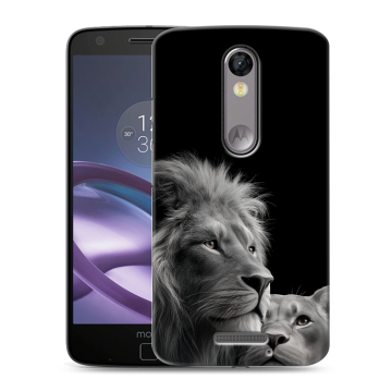 Пластиковый чехол на Lenovo Moto X Force с принтом Лев кошки