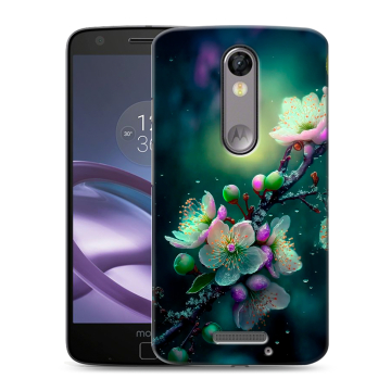 Пластиковый чехол на Lenovo Moto X Force с принтом Цветы и мрамор Пластиковый чехол на Lenovo Moto X Force с принтом Цветы и мрамор