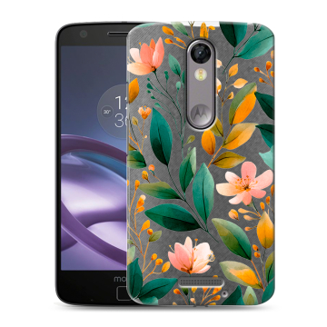 Пластиковый чехол на Lenovo Moto X Force с принтом Цветы паттерн
