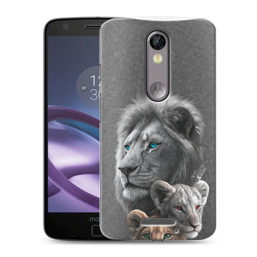 Пластиковый чехол на Lenovo Moto X Force с принтом Львы