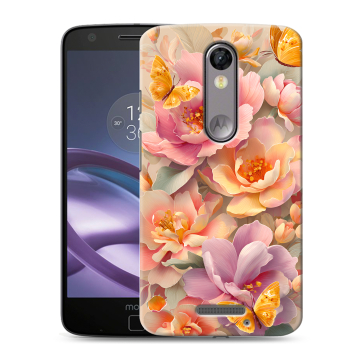 Пластиковый чехол на Lenovo Moto X Force с принтом Цветы и бабочки