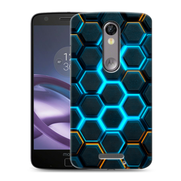 Пластиковый чехол на Lenovo Moto X Force с принтом Неоновые соты