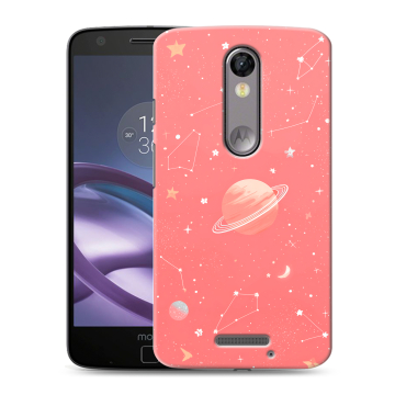 Пластиковый чехол на Lenovo Moto X Force с принтом Розовый космос