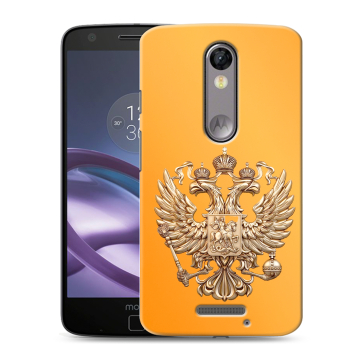 Пластиковый чехол на Lenovo Moto X Force с принтом Герб Флаг России