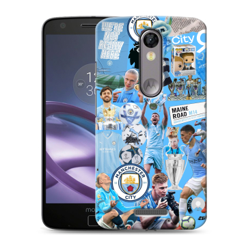Пластиковый чехол на Lenovo Moto X Force с принтом Man City Манчестер Сити