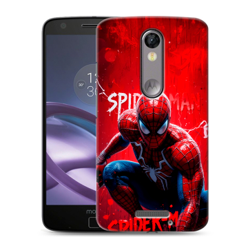 Пластиковый чехол на Lenovo Moto X Force с принтом Spiderman Человек паук