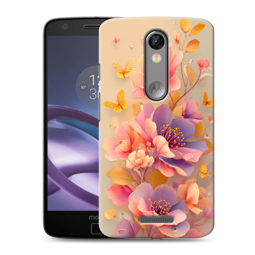 Пластиковый чехол на Lenovo Moto X Force с принтом Цветы и бабочки