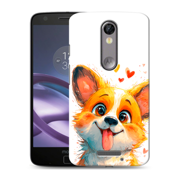Пластиковый чехол на Lenovo Moto X Force с принтом корги Пластиковый чехол на Lenovo Moto X Force с принтом корги