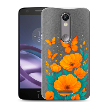 Пластиковый чехол на Lenovo Moto X Force с принтом цветы бабочки