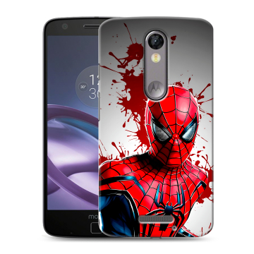 Пластиковый чехол на Lenovo Moto X Force с принтом Spiderman Человек паук Пластиковый чехол на Lenovo Moto X Force с принтом Spiderman Человек паук