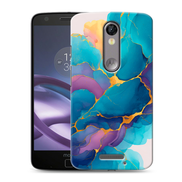Пластиковый чехол на Lenovo Moto X Force с принтом Мрамор блестки