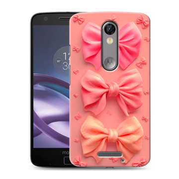 Пластиковый чехол на Lenovo Moto X Force с принтом Розовые бантики Пластиковый чехол на Lenovo Moto X Force с принтом Розовые бантики