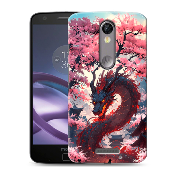 Пластиковый чехол на Lenovo Moto X Force с принтом Дракон Японский Пластиковый чехол на Lenovo Moto X Force с принтом Дракон Японский