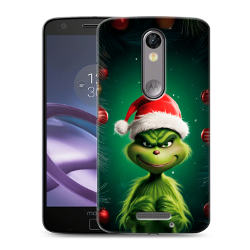 Пластиковый чехол на Lenovo Moto X Force с принтом Гринч Новый год Рождество