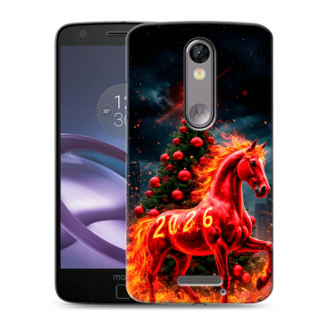 Пластиковый чехол на Lenovo Moto X Force с принтом Новый год