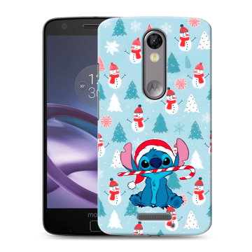 Пластиковый чехол на Lenovo Moto X Force с принтом Стич Новый год Пластиковый чехол на Lenovo Moto X Force с принтом Стич Новый год