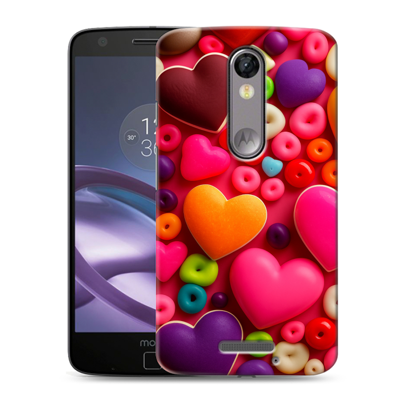 Пластиковый чехол на Lenovo Moto X Force с принтом Сердечки Пластиковый чехол на Lenovo Moto X Force с принтом Сердечки