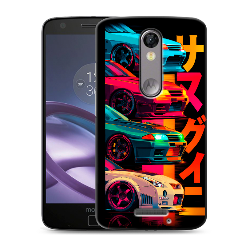 Пластиковый чехол на Lenovo Moto X Force с принтом Гоночные машины Пластиковый чехол на Lenovo Moto X Force с принтом Гоночные машины