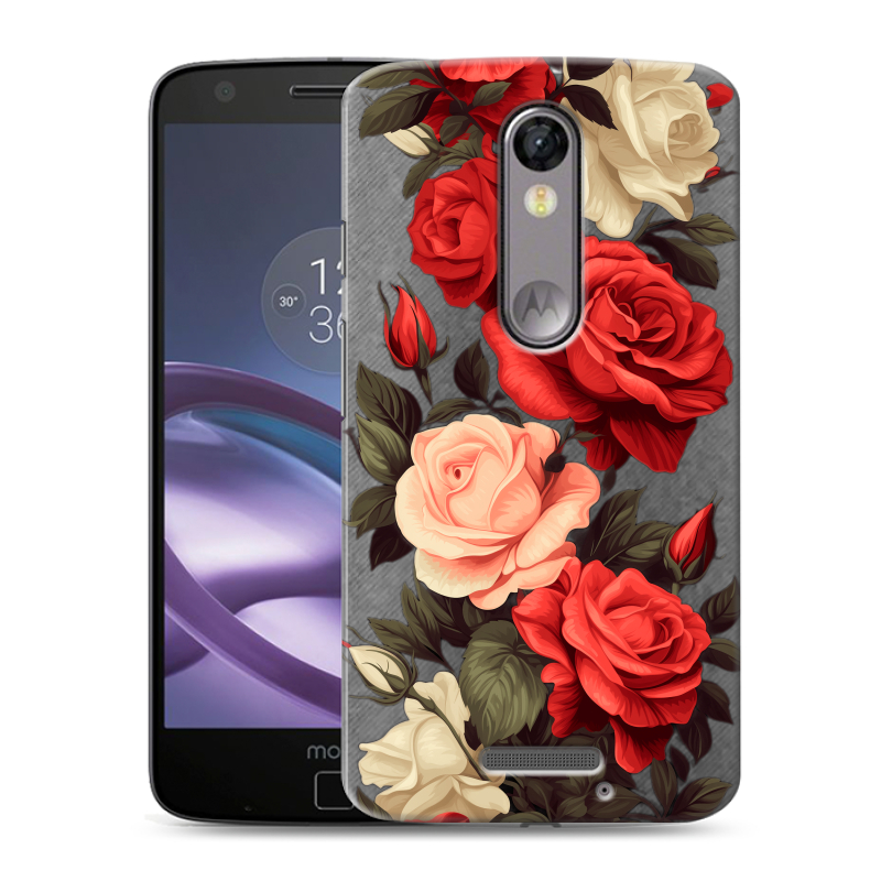 Пластиковый чехол на Lenovo Moto X Force с принтом Розы Пластиковый чехол на Lenovo Moto X Force с принтом Розы